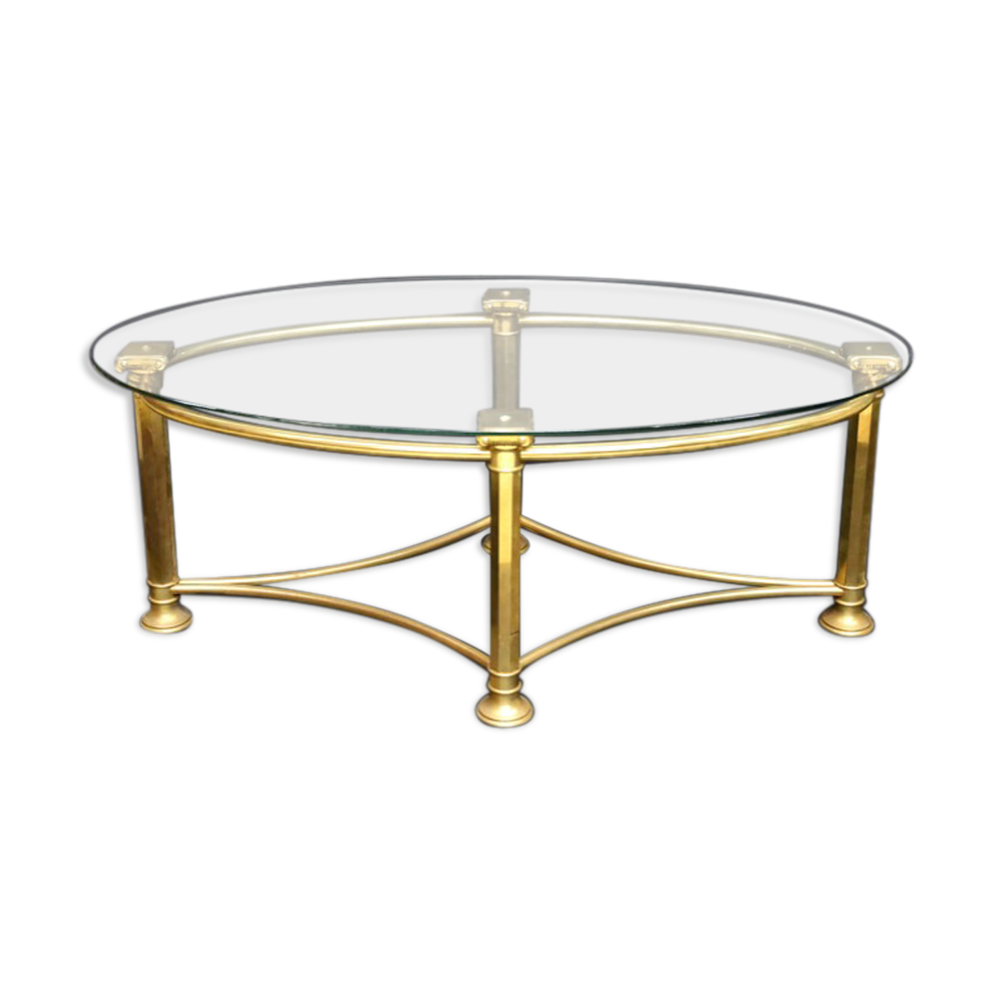 1970 brass oval table and glass