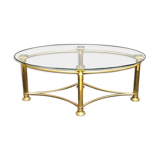 1970 brass oval table and glass