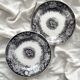 2 assiettes à dessert en terre de fer «Jardinière» U&C Sarreguemines
