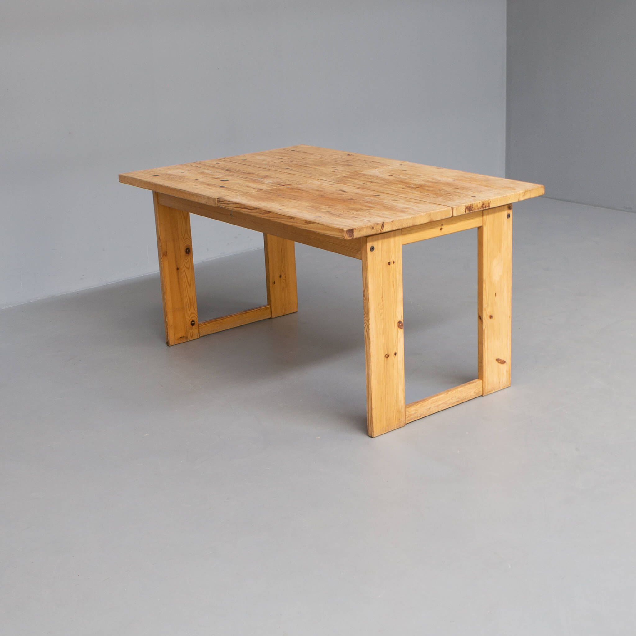 70s pine wooden extendable dining table