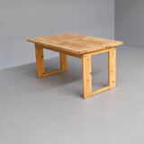 70s pine wooden extendable dining table