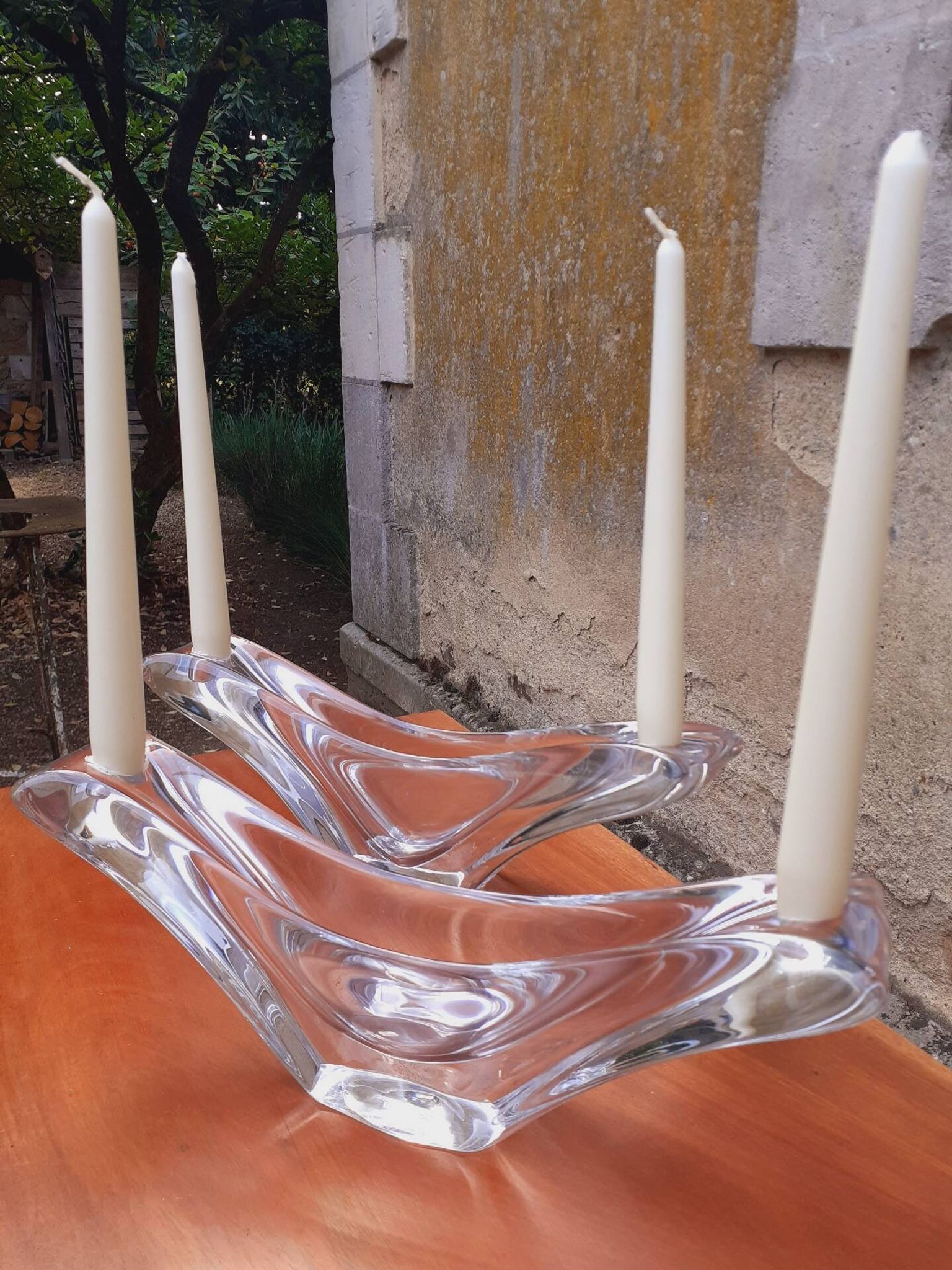 Paire de coupes/ Bougeoirs cristal de Daum