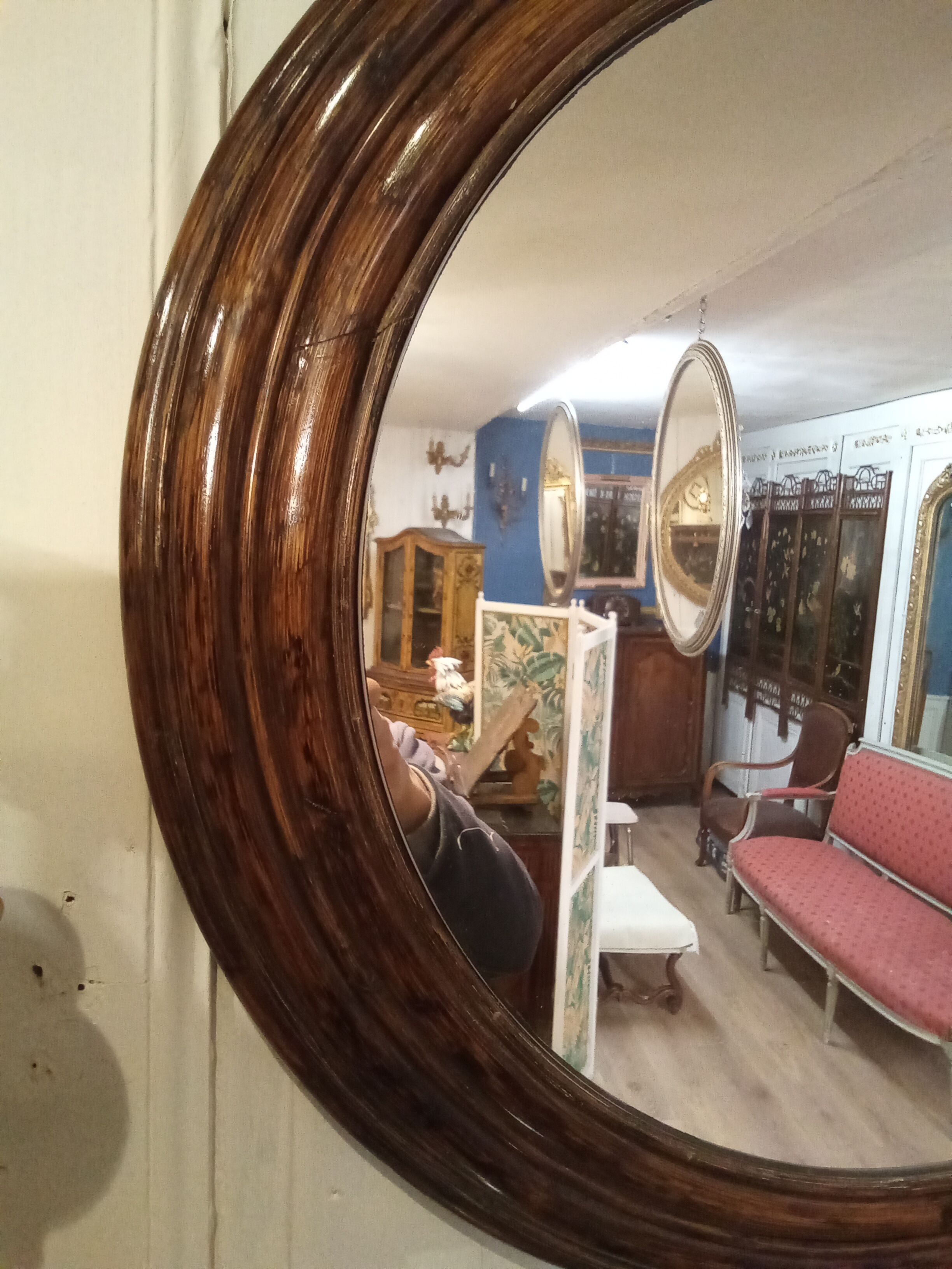 Rattan round mirror 65cm