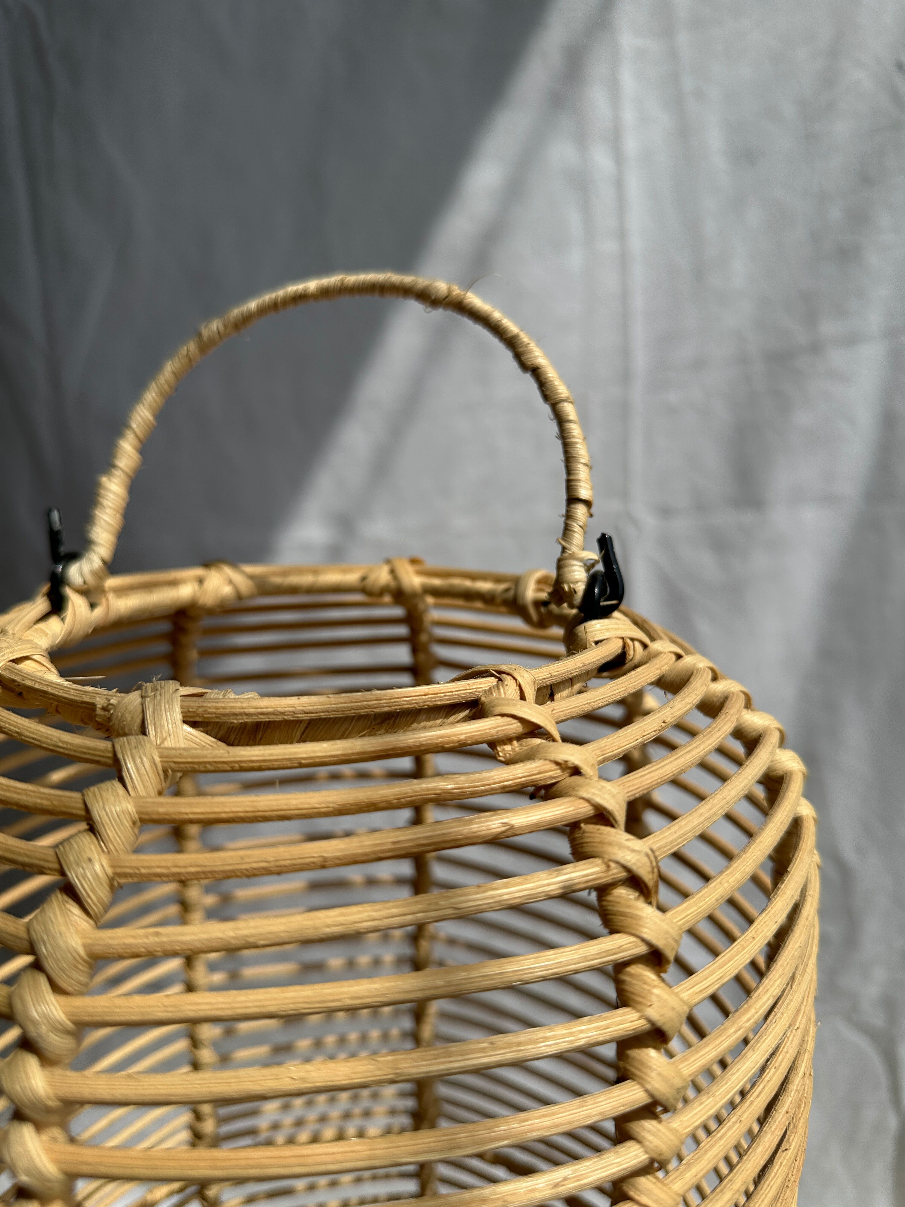 Large lantern-shaped rattan pendant lamp H50 D24