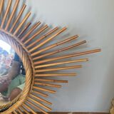 Very beautiful vintage rattan sun mirror