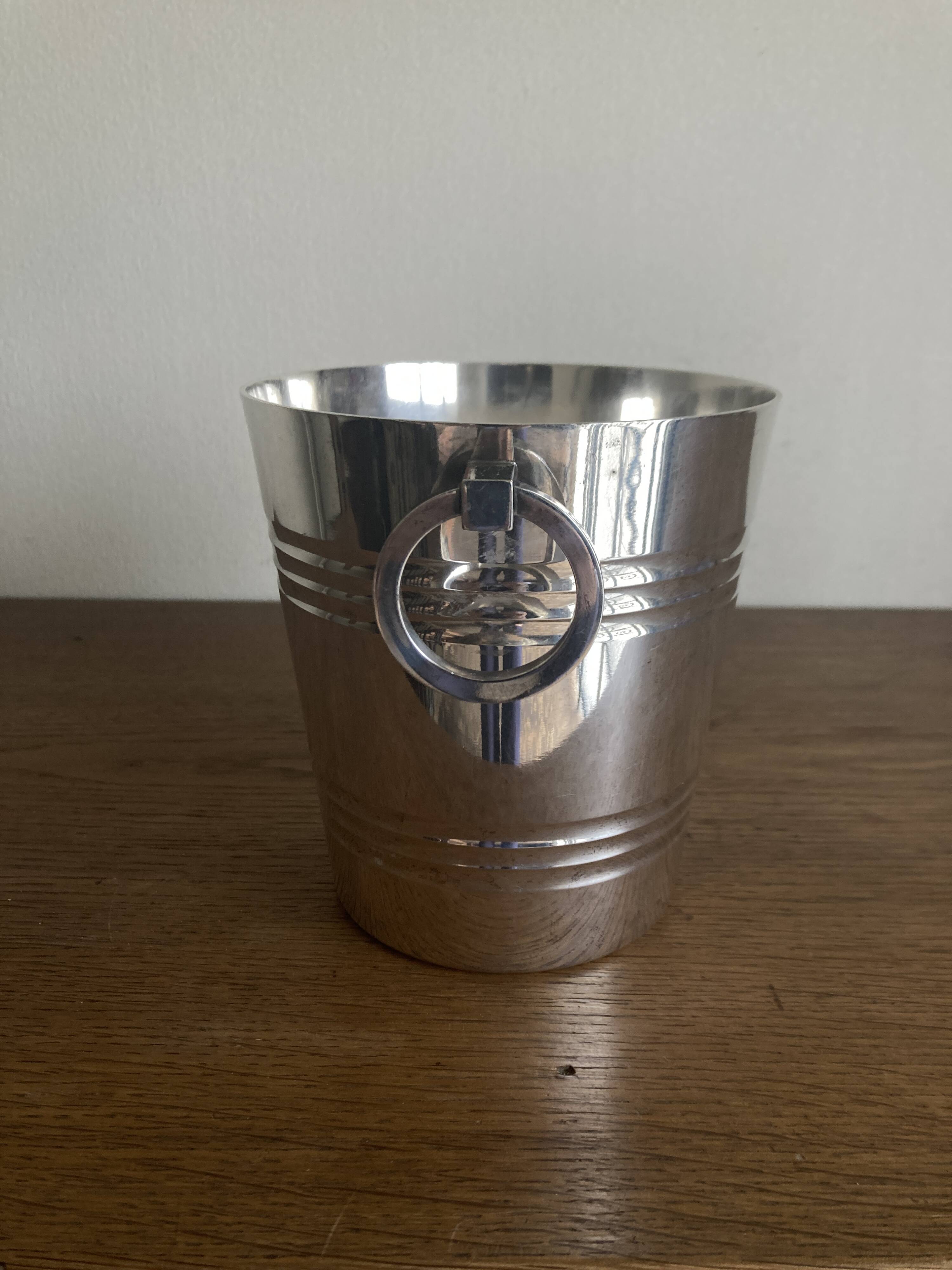 Modernist silver metal planter, 1950s