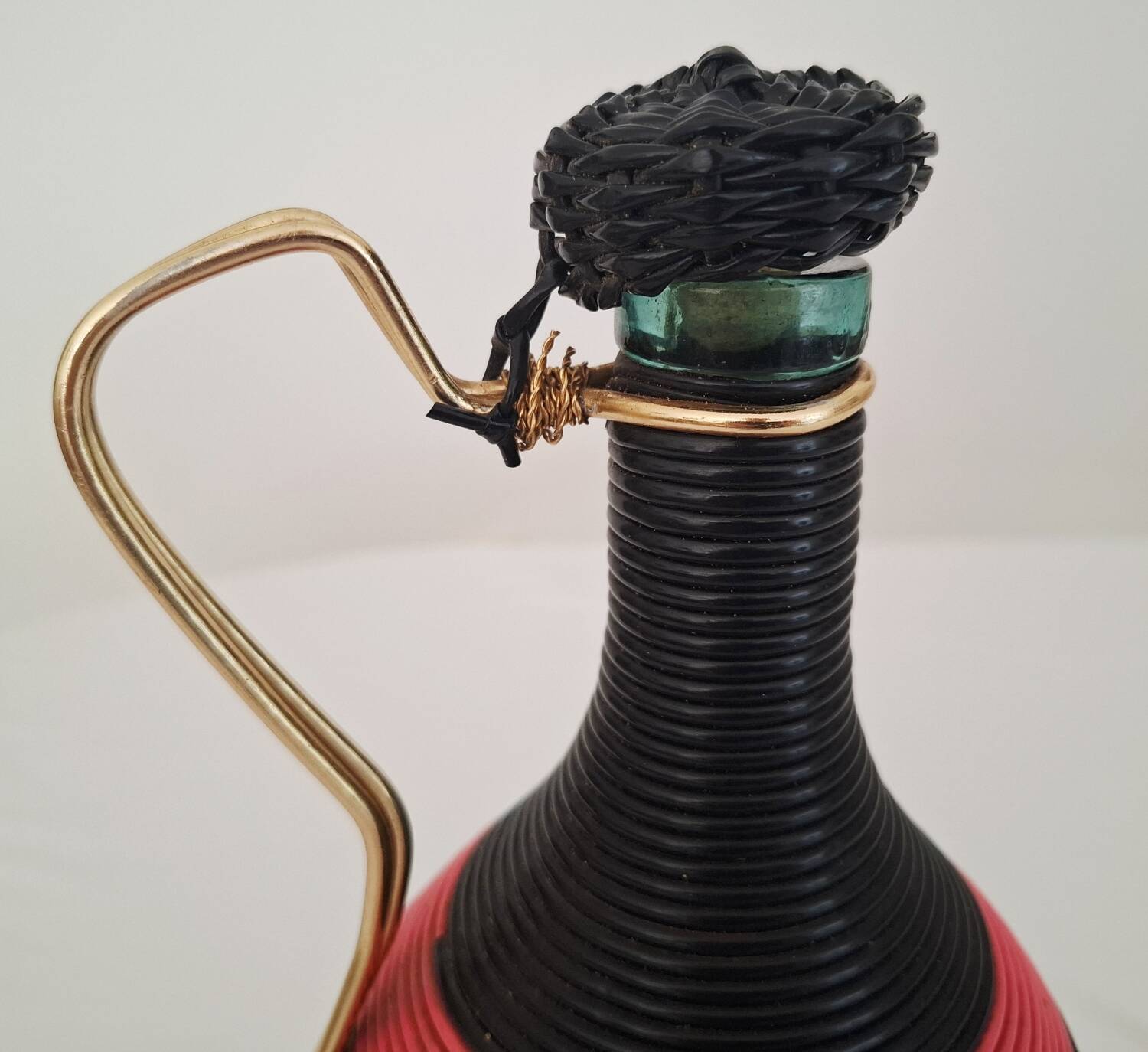 Vintage black and fushia scoubidou bottle
