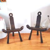 Pair of brutalist chairs tripod feet