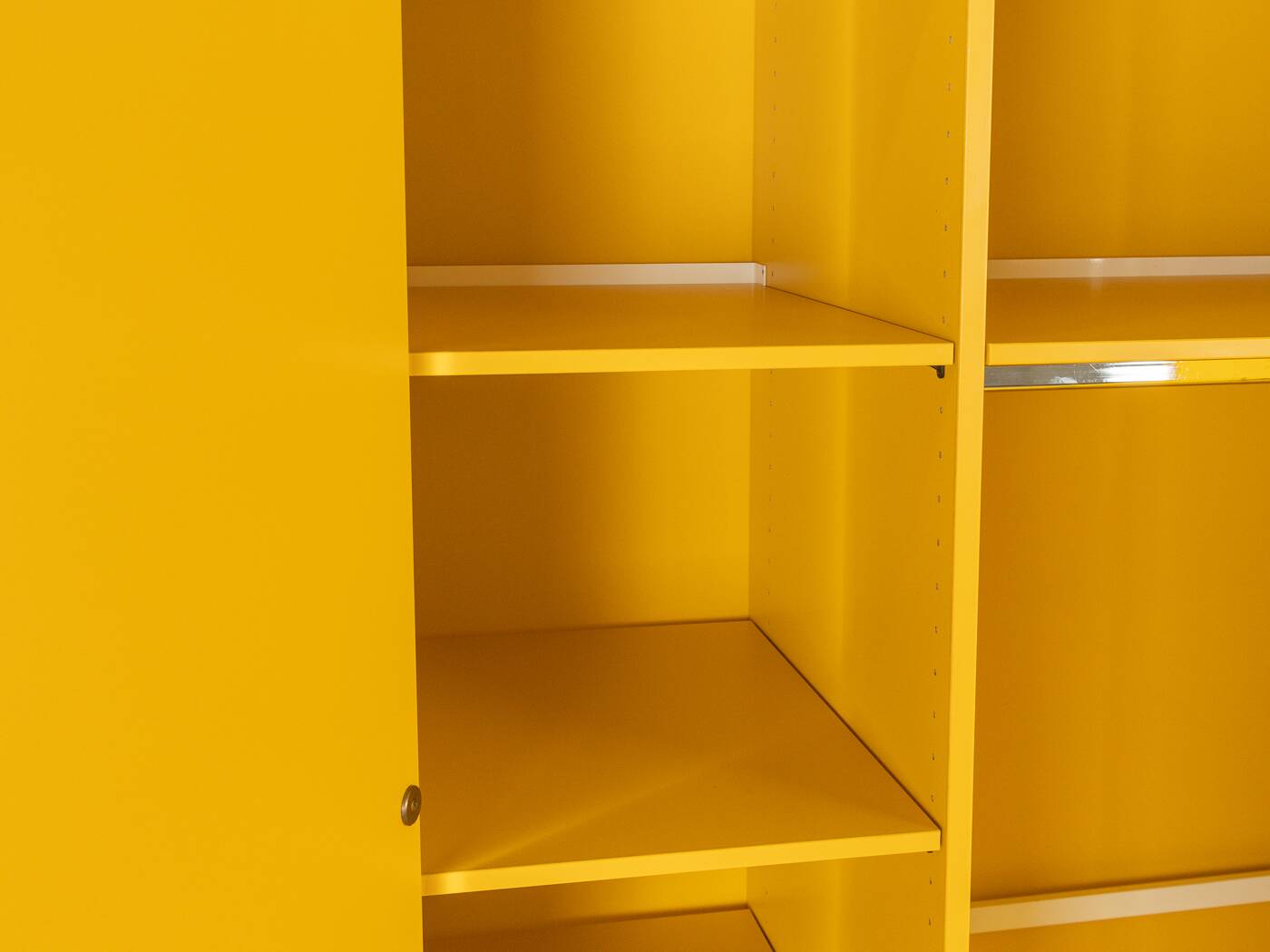 Wardrobe from the Profilsystem collection by Flötotto, 1970s, yellow HPL, beech frame