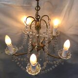 Chandelier with 5 lights in bronze and crystal