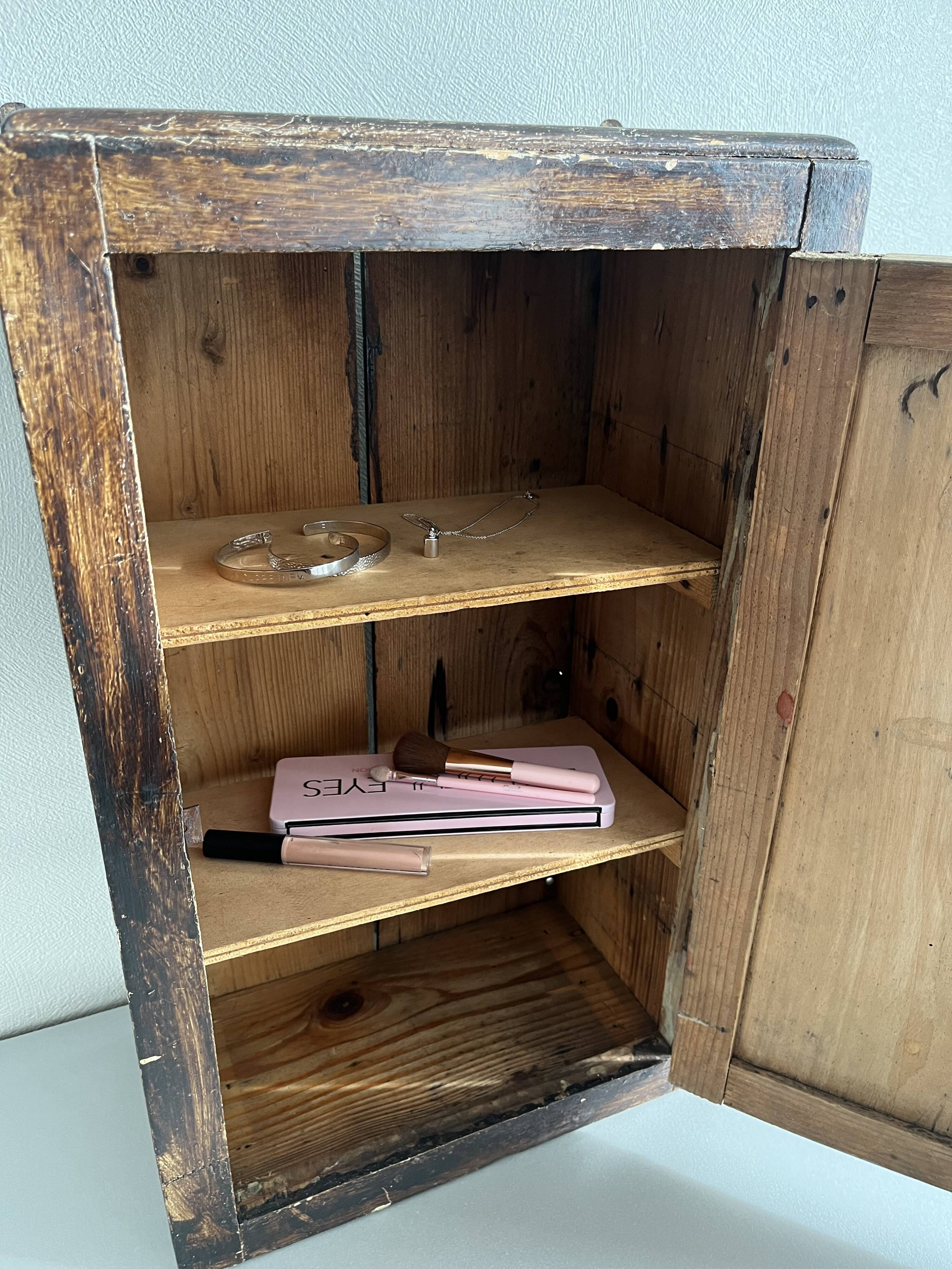 Patinated wooden toilet cabinet / pharmacy