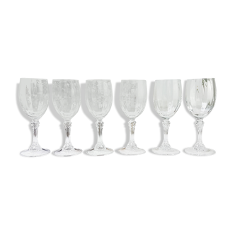 Lot de 6 verres à vin blanc en cristal cannelé