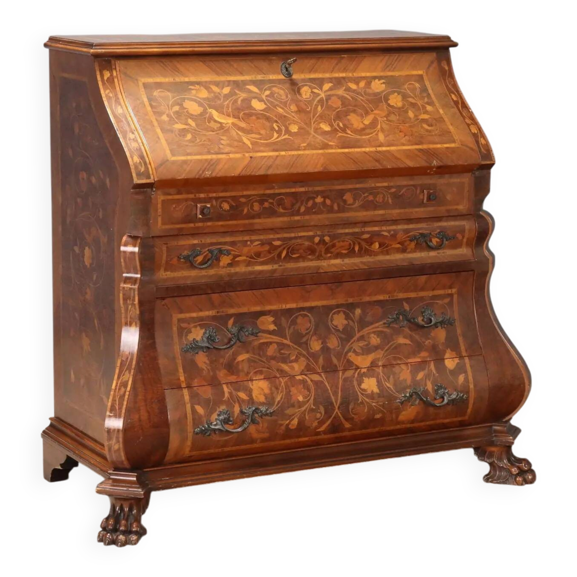 Dutch style desk with floral inlays