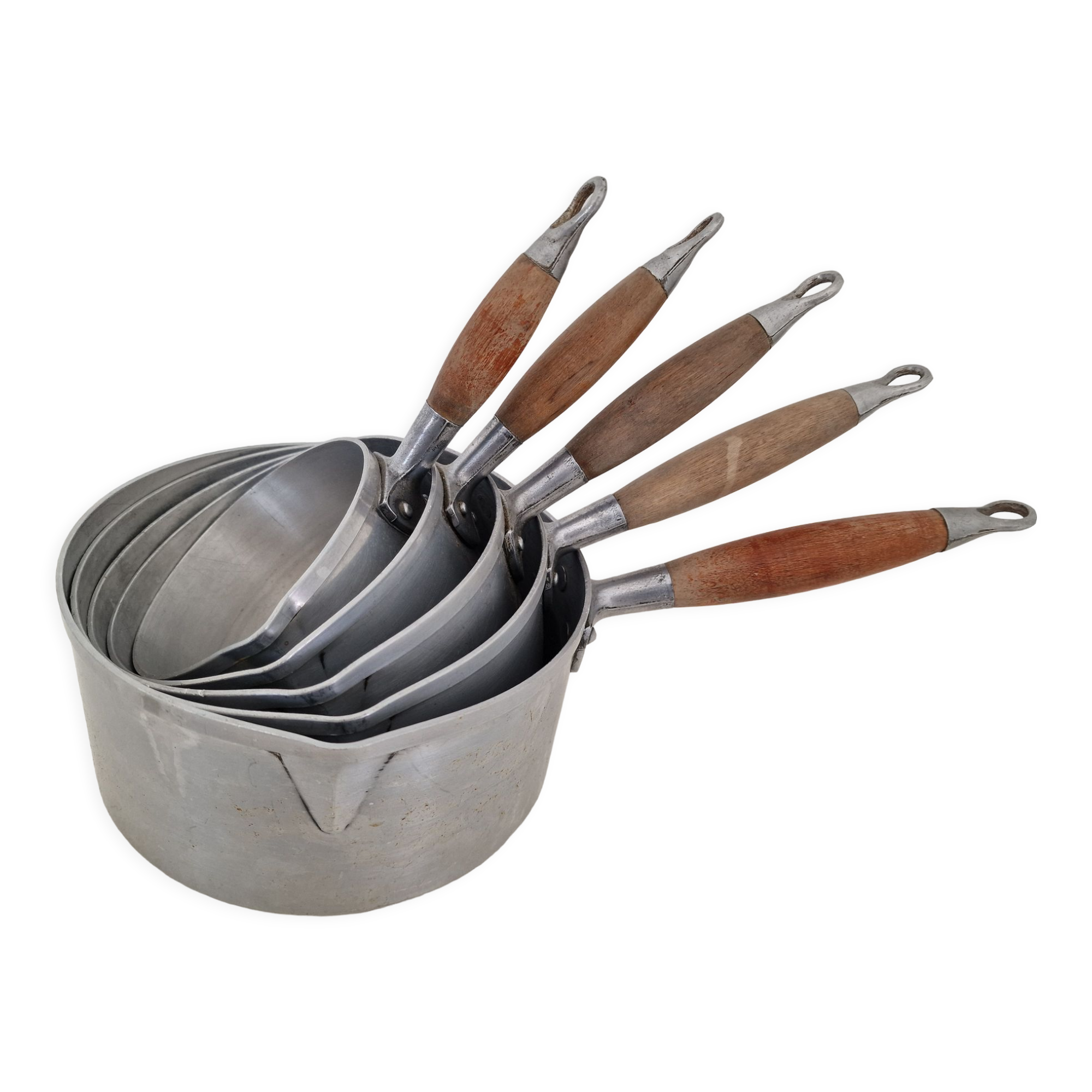 Série de 5 casseroles en aluminium vintage