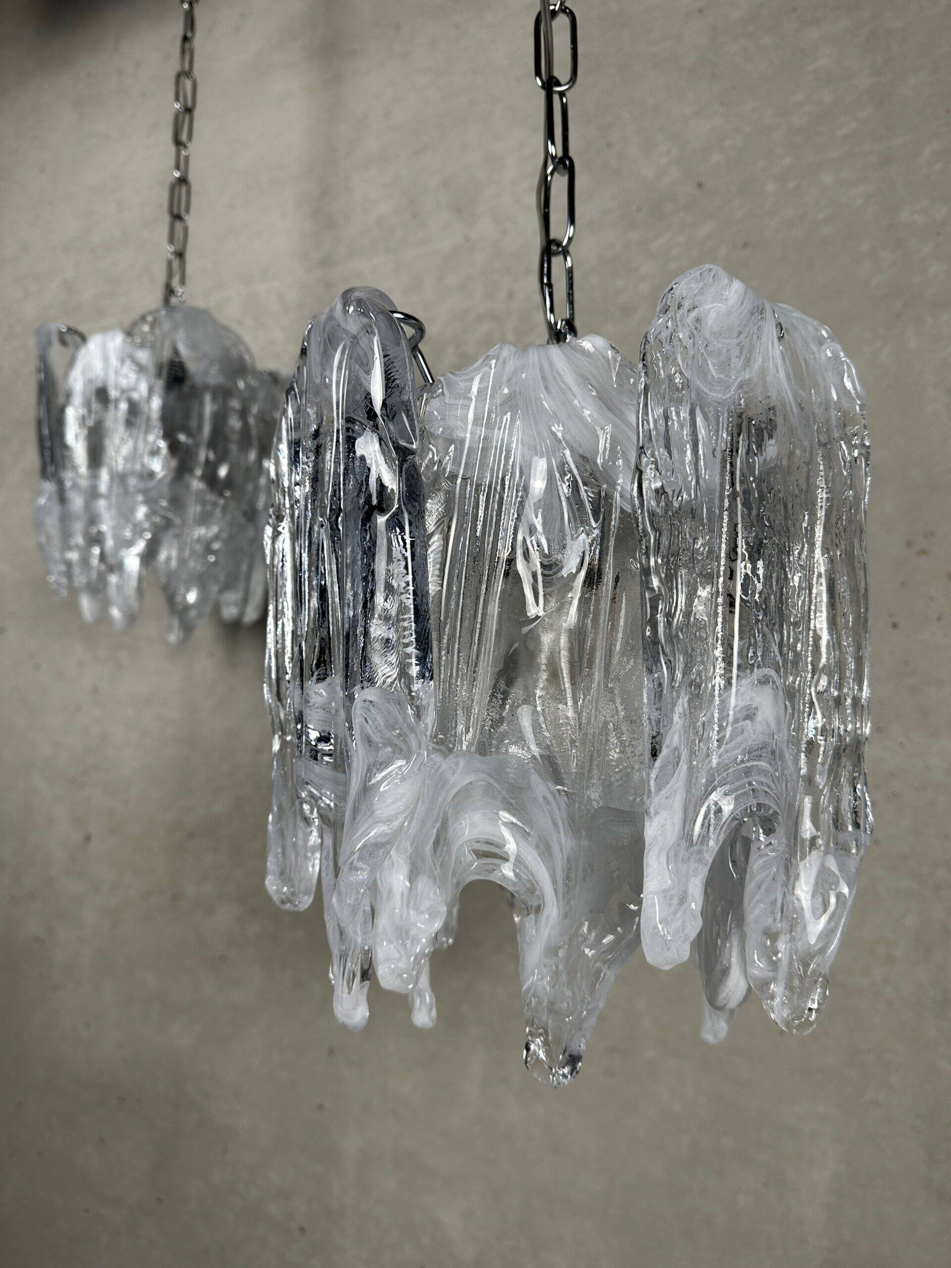 2x vintage Mazzega 'melting glass' chandeliers – Murano