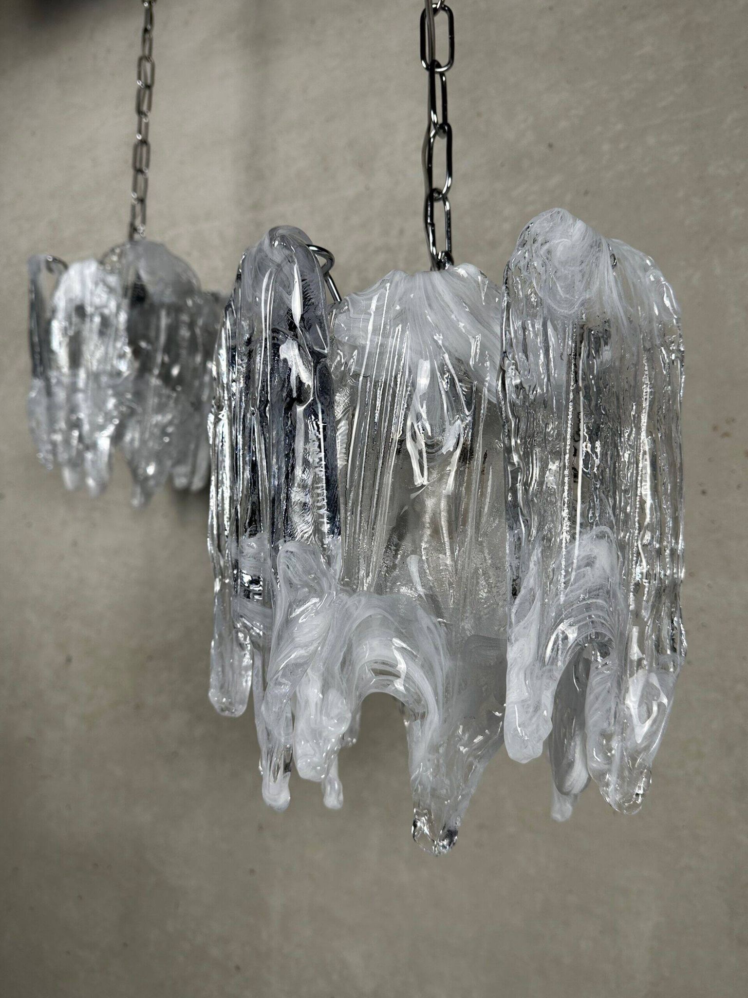 2x lustres vintage Mazzega en 'verre fondu' – Murano