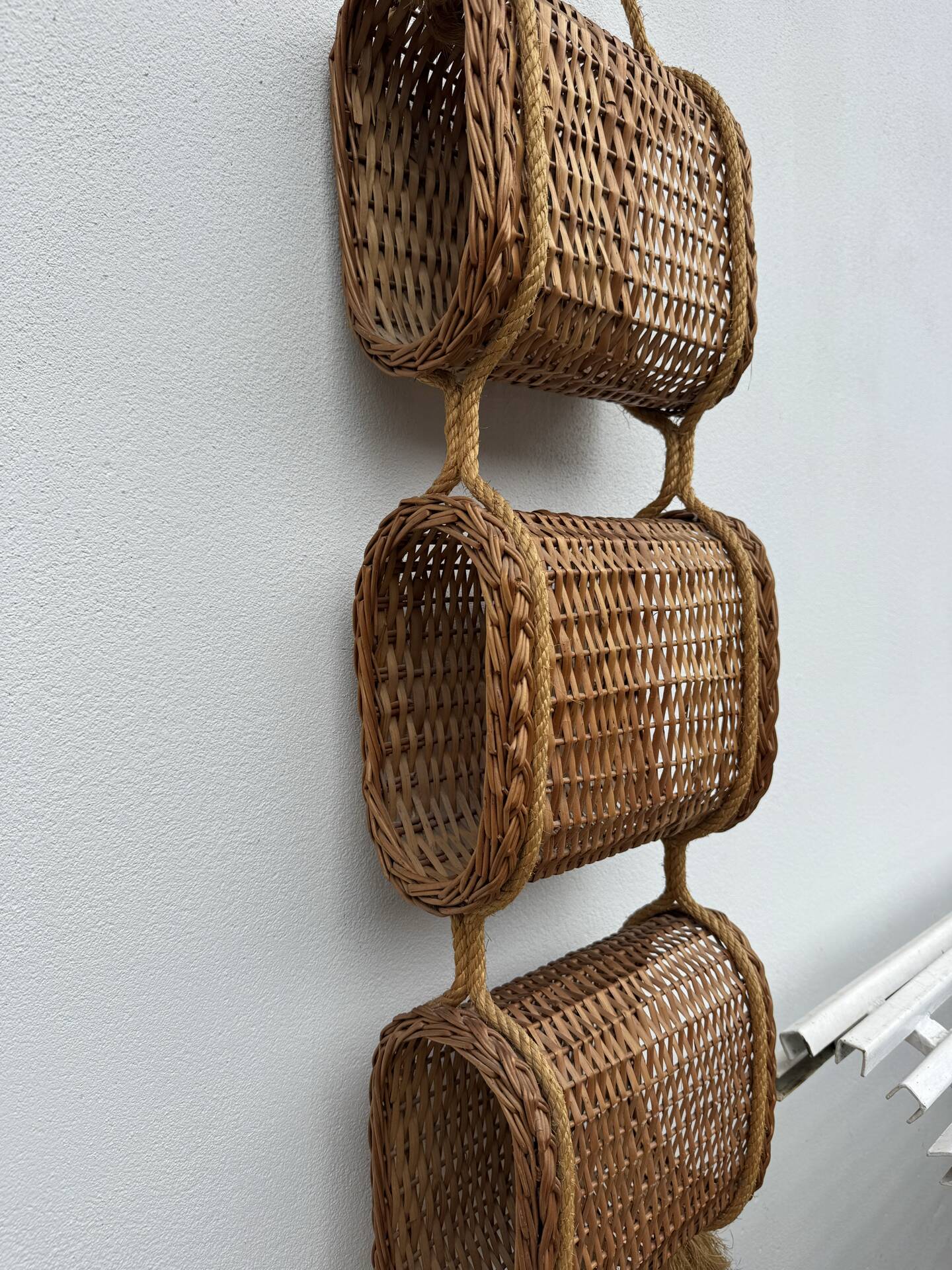 Suspended wicker rattan servant from the 1960s.