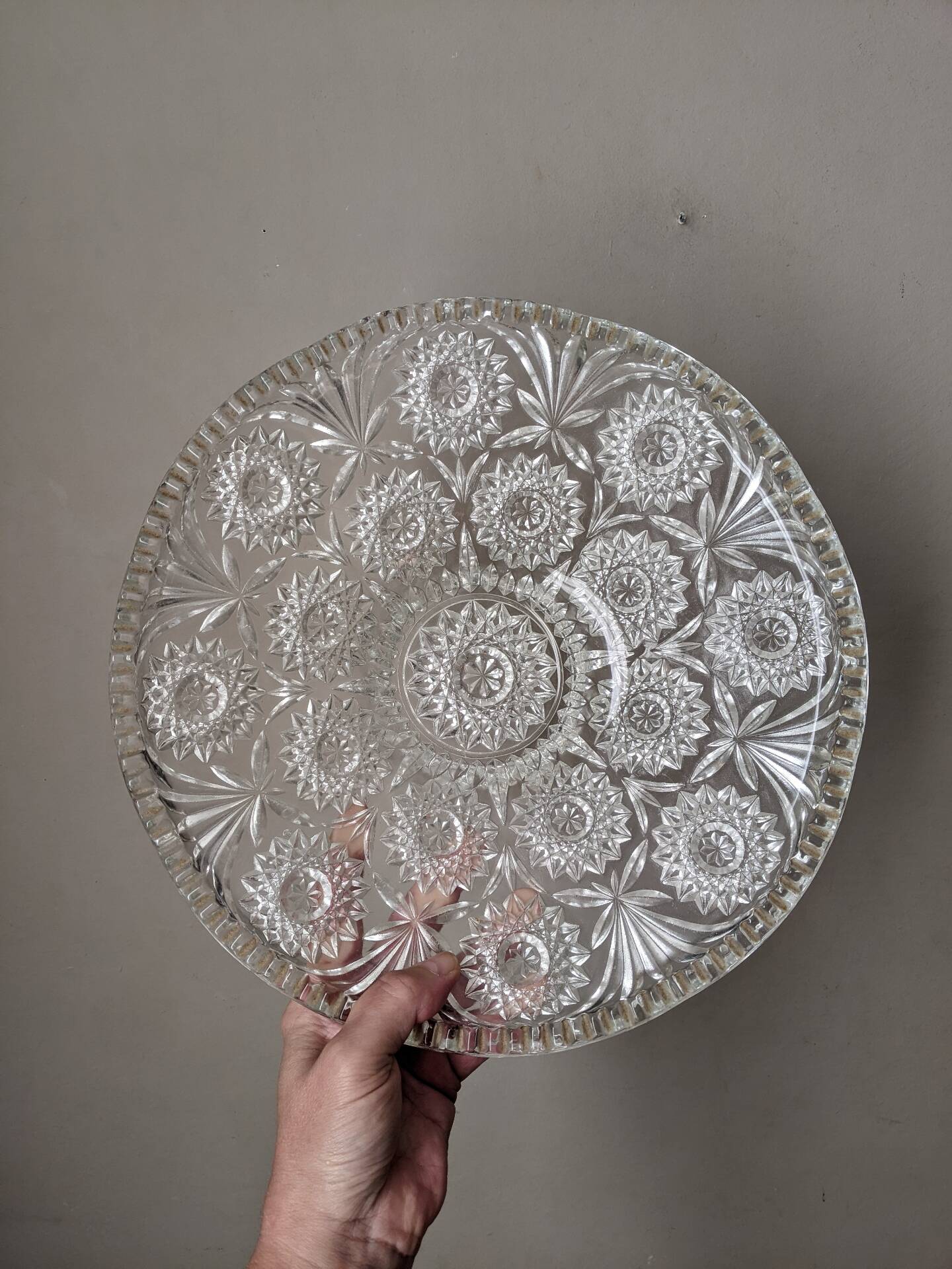 Cut glass fruit bowl