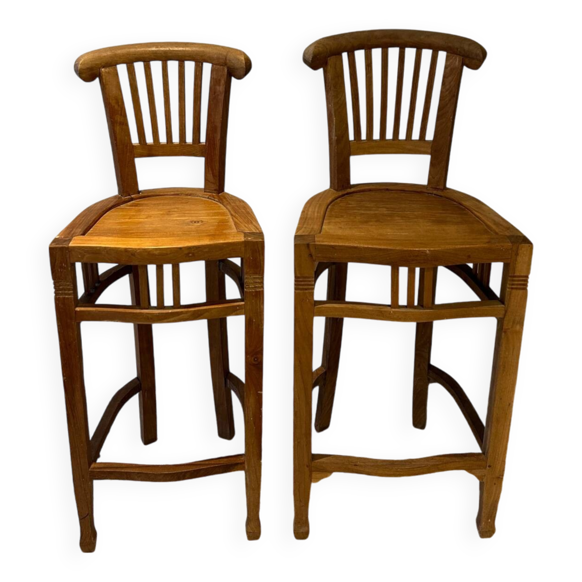 2 tabourets hauts en teck massif