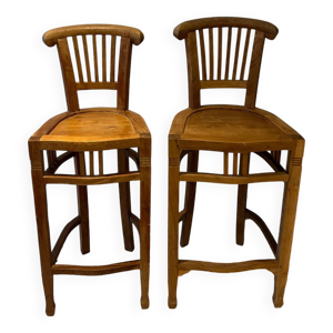 2 tabourets hauts en - teck massif