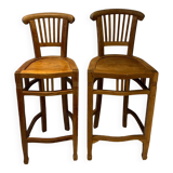 2 tabourets hauts en teck massif