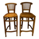 2 tabourets hauts en teck massif