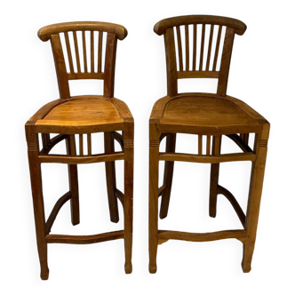 2 tabourets hauts en teck massif