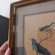 Golden table Blue birds Antique framed, Paris Gallery