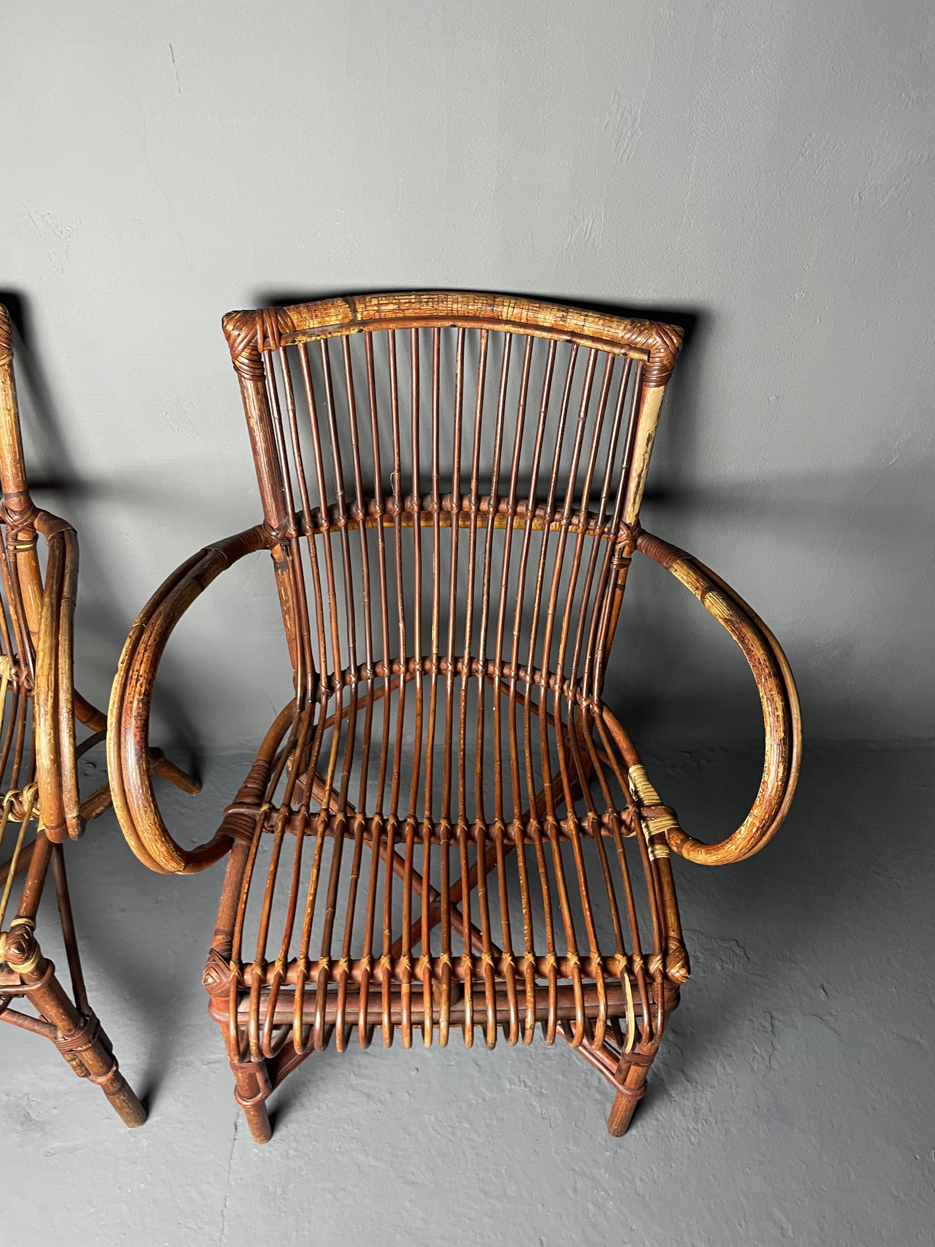Paire de fauteuils en rotin 1930