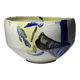Large hand-turned stoneware salad bowl, signed, vintage from the 80s to 2000.