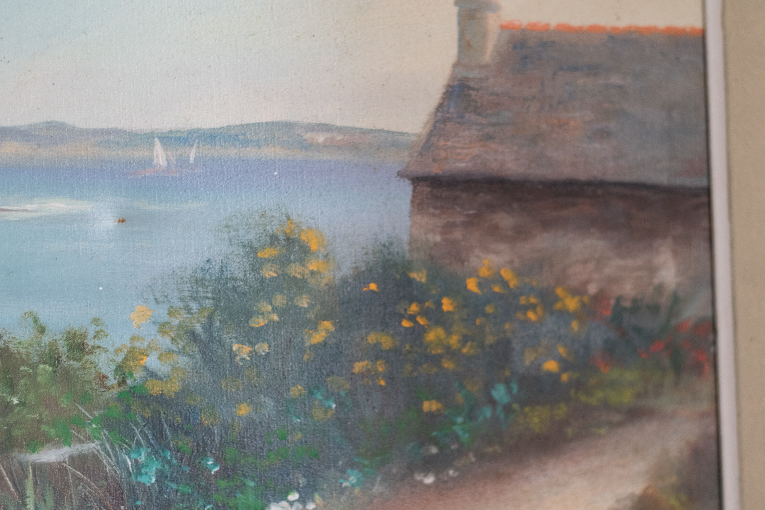 Vue sur l'île aux moines de Lucien Ferriot  huile sur toile