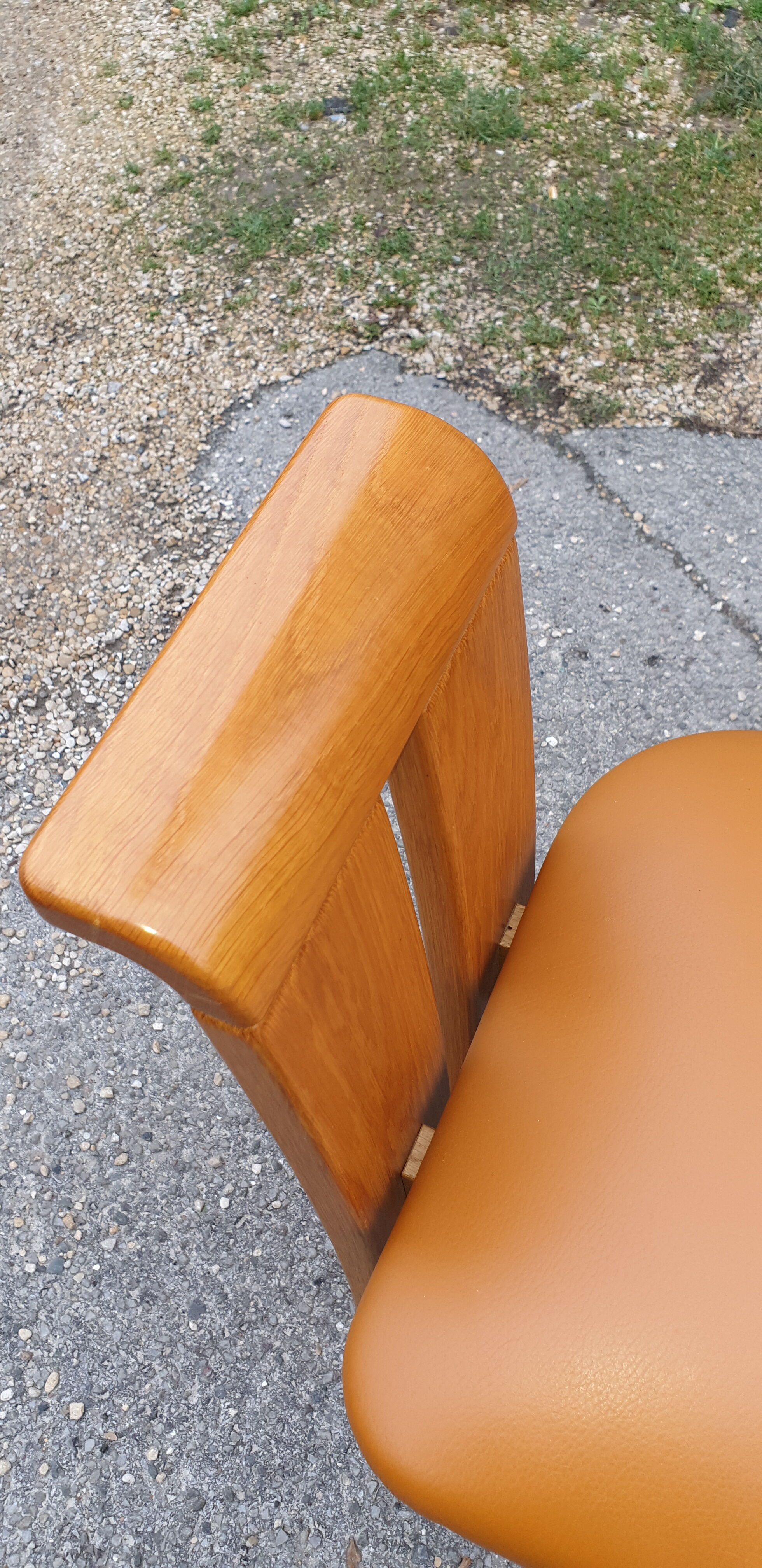 4 fauteuils de table design bois et cuir