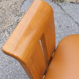 4 fauteuils de table design bois et cuir