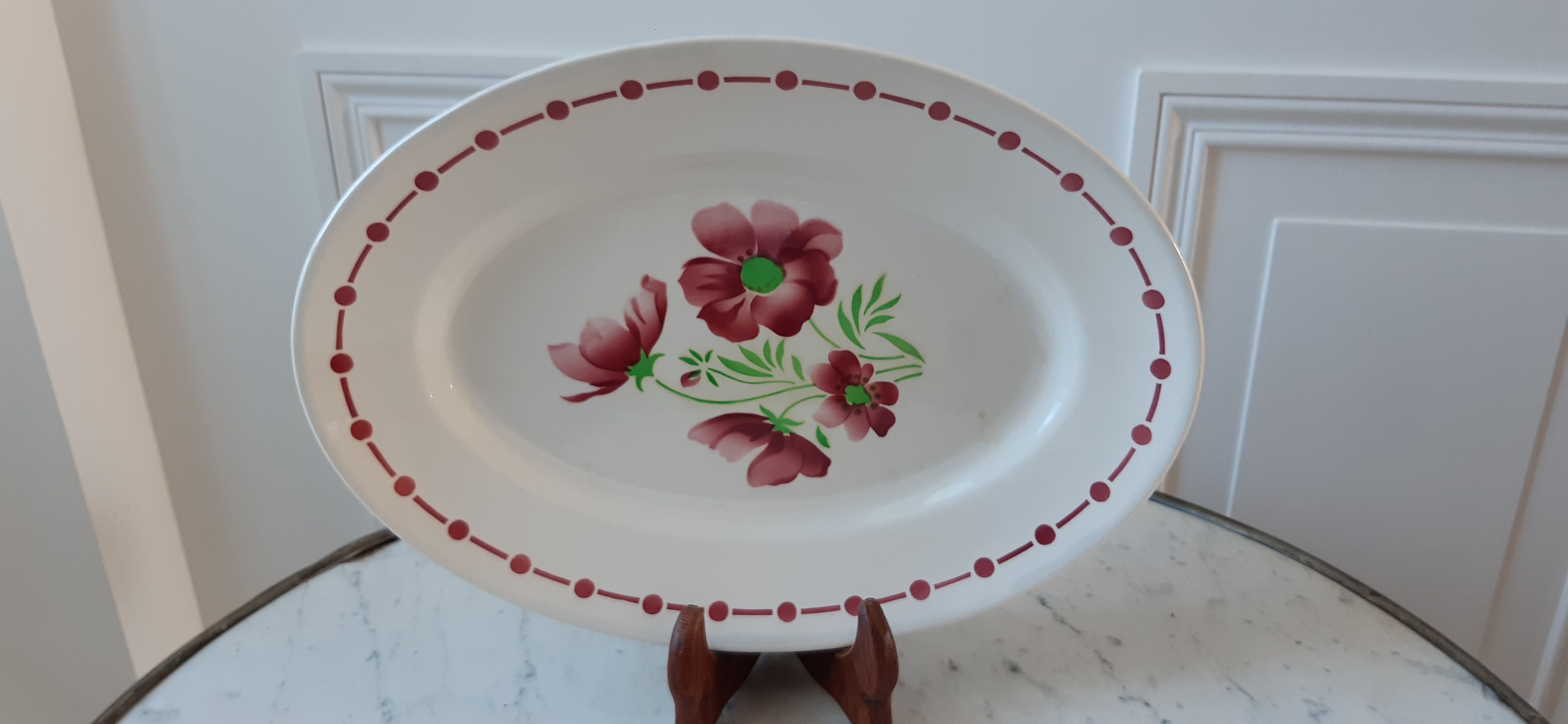 Oval dish Digoin Sarreguemines model "Madelon" years 30-40