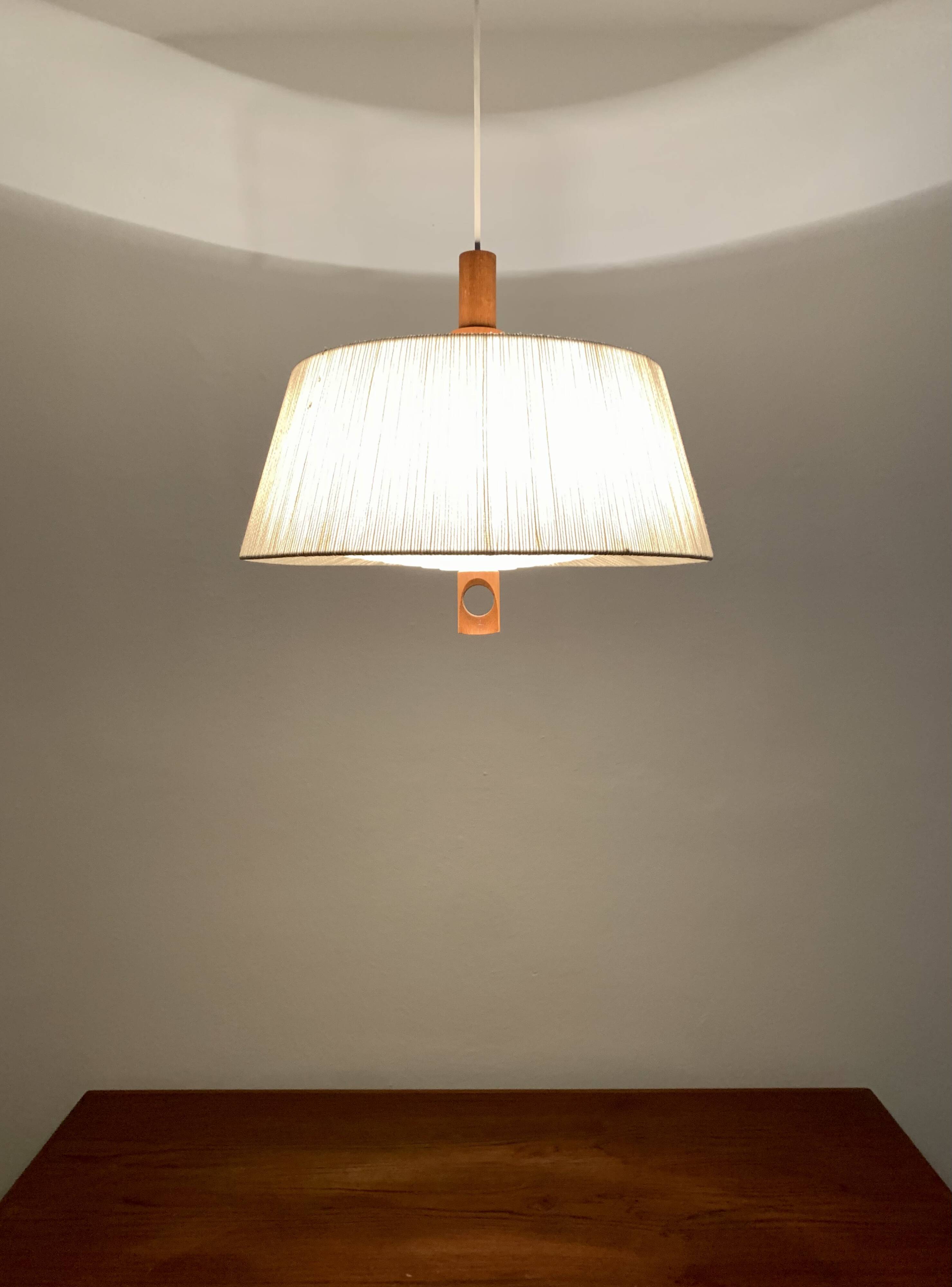 Raffia Bast and Walnut Pendant Lamp by Temde