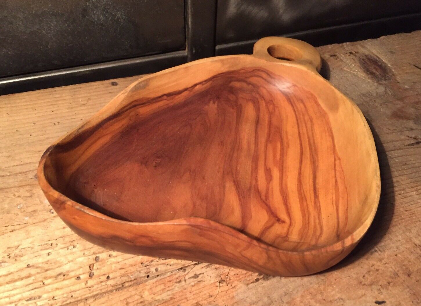 Empty wooden pocket signed Tony Bain Vallauris 50s