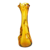 1960s modern hand-formed vase, so-called rwaniec Huta Szkła Hortensja, Poland