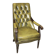 Olive green tufted leather library armchair, 1970s