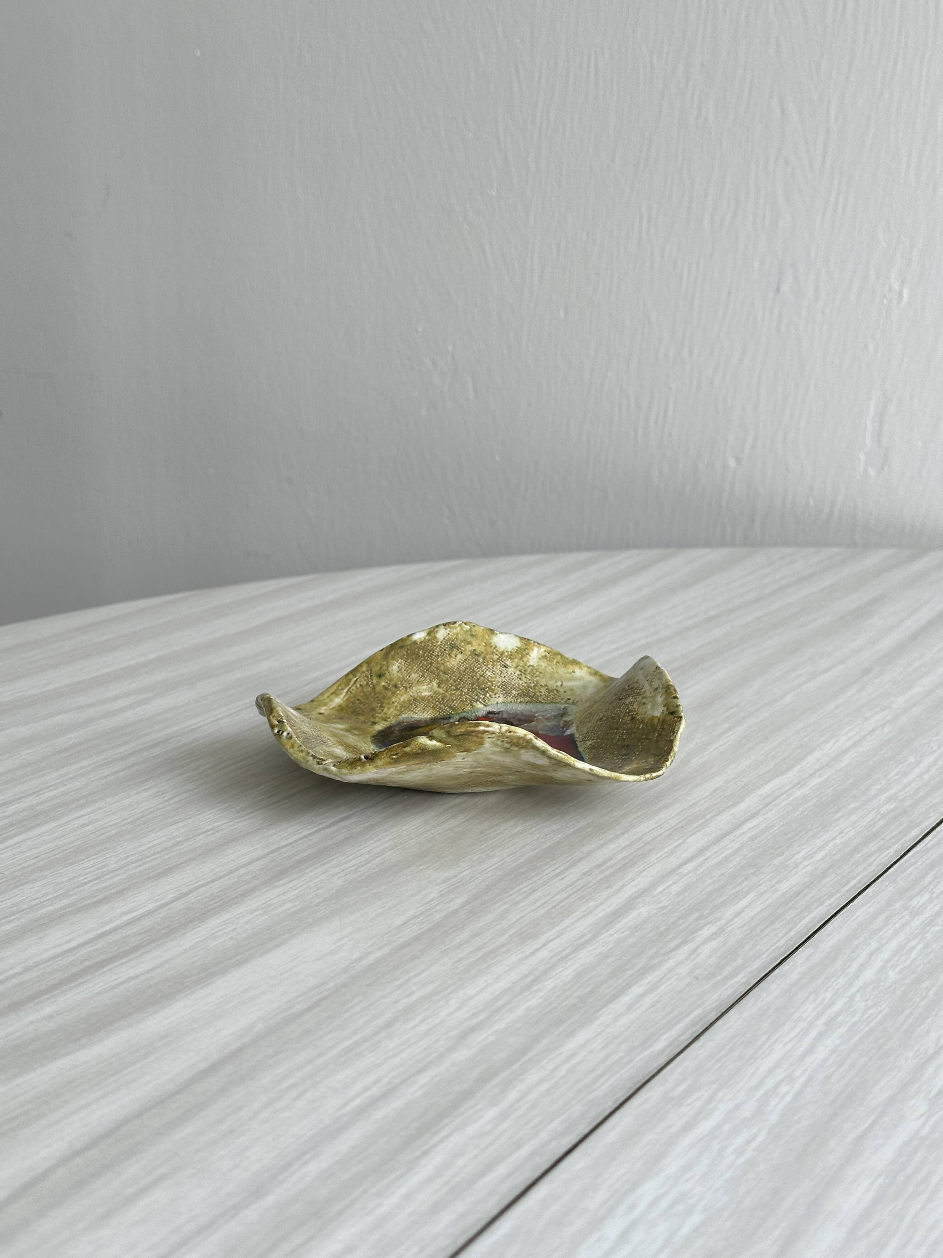 Handmade colorful ceramic pocket emptier, decorative object