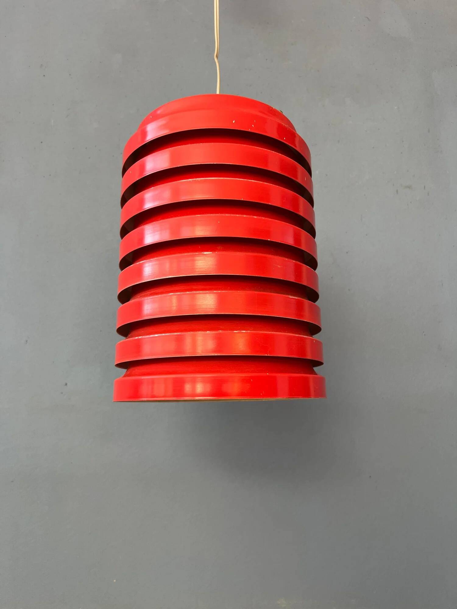 Vintage red Danish mid-century pendant lamp