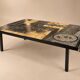 Coffee table wood - floral patterns - by victor cerrato