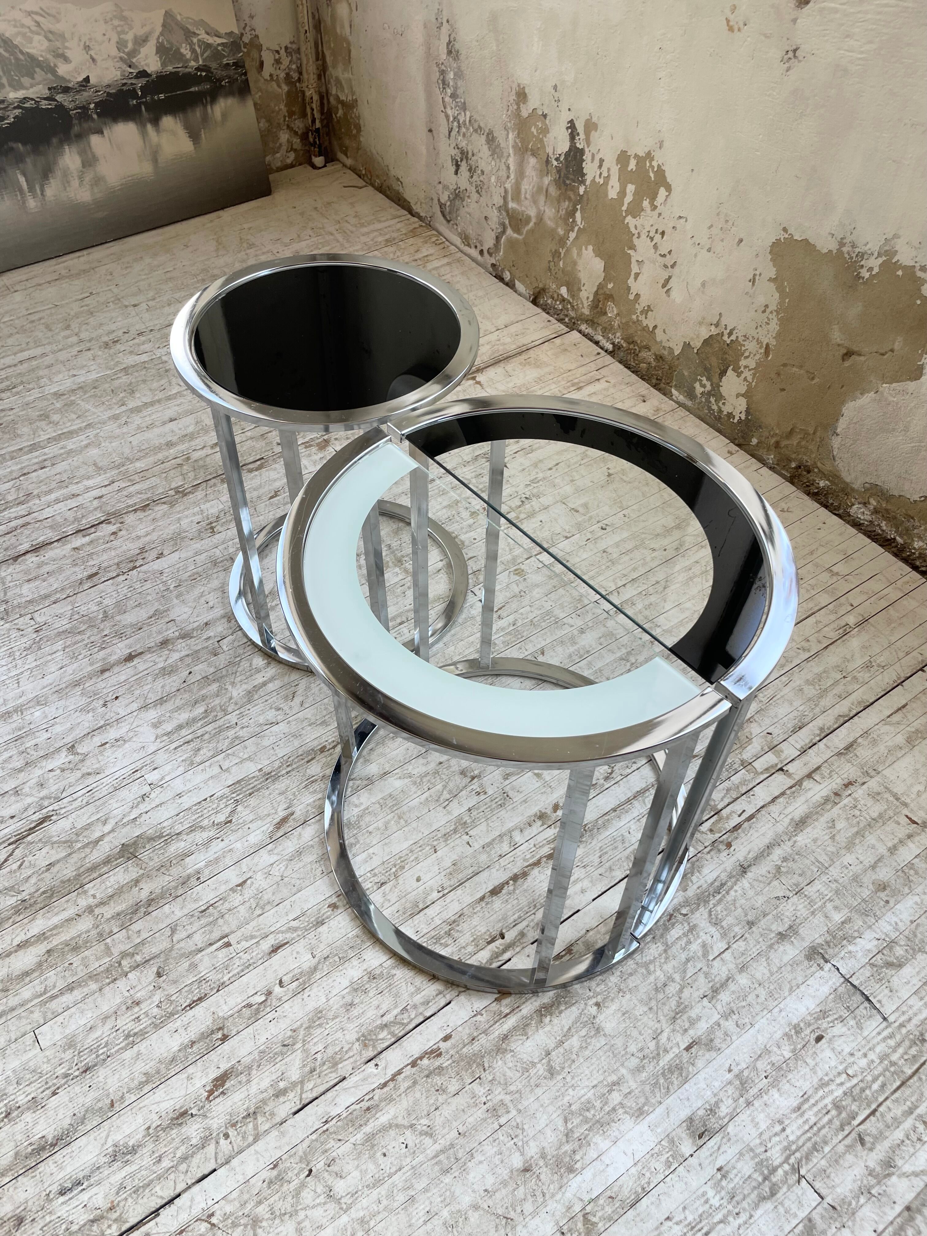 Trio of 70s chrome consoles