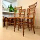 4 chaises en bois et cannage