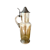 Vintage glass and tin jug