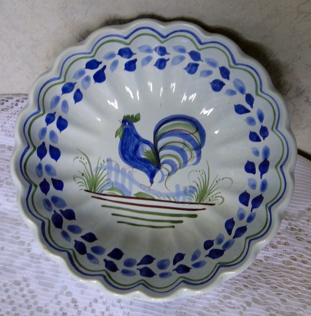Decor cup with blue rooster hb henriot quimper