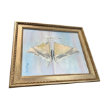 Oil on canvas placed on its framed reflection