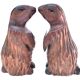 Deux marmottes bois sculpté art populaire français