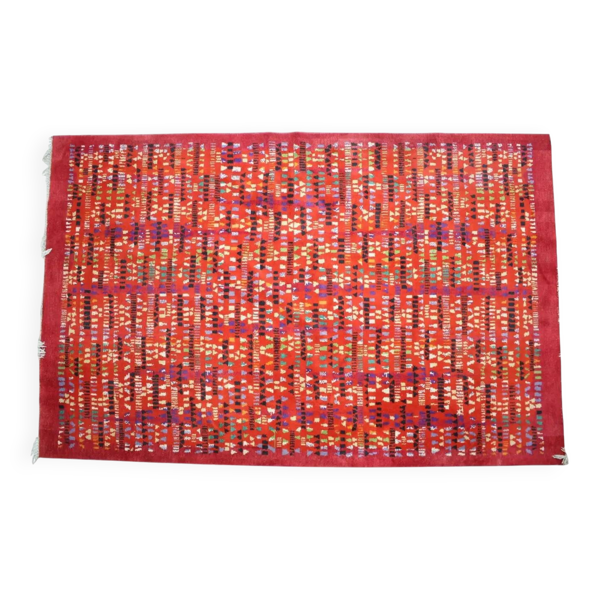 Rare big beautiful abstract design wool hand-made carpet / rug, 1950s