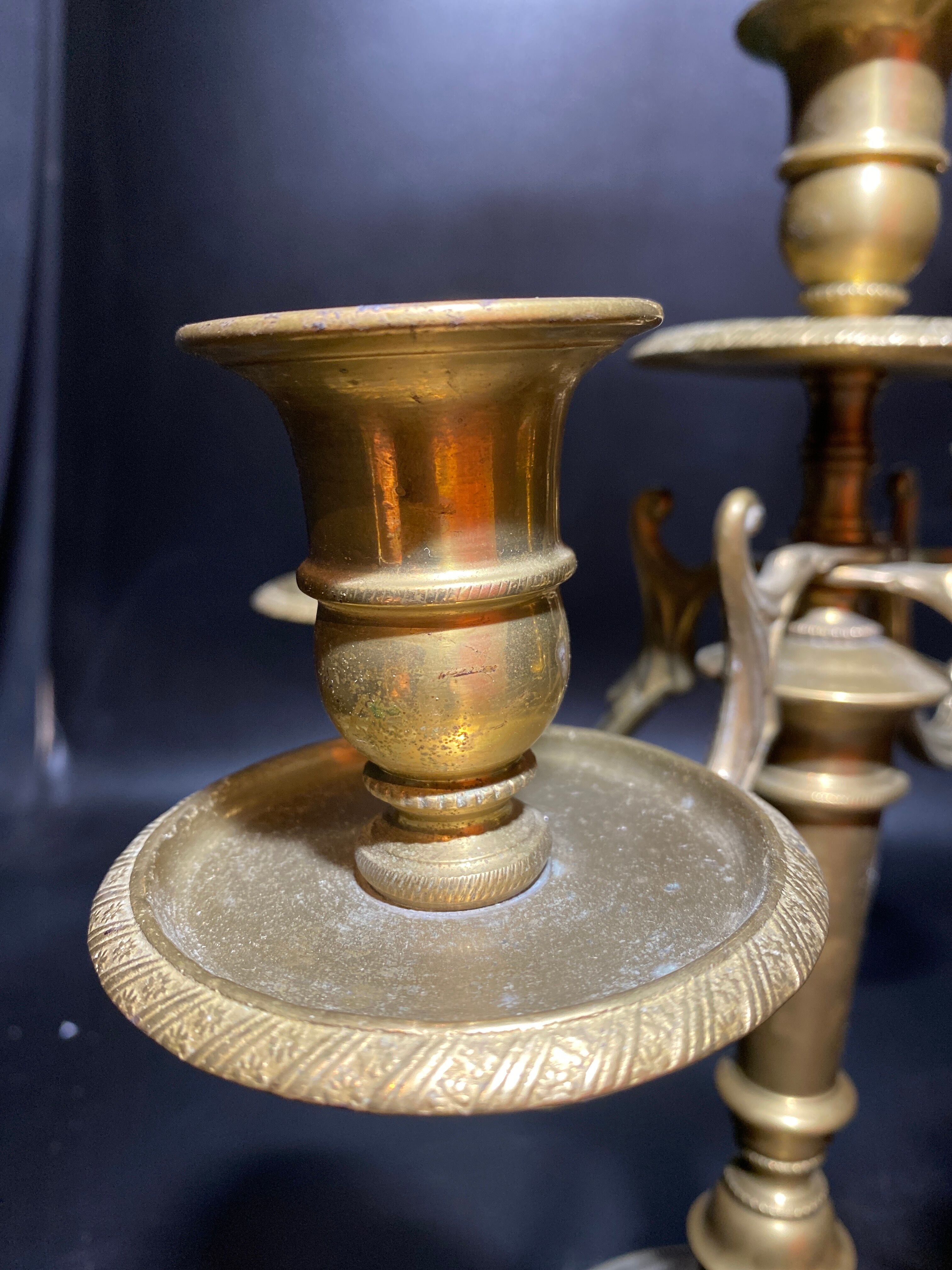 Pair of gilded metal candle holders