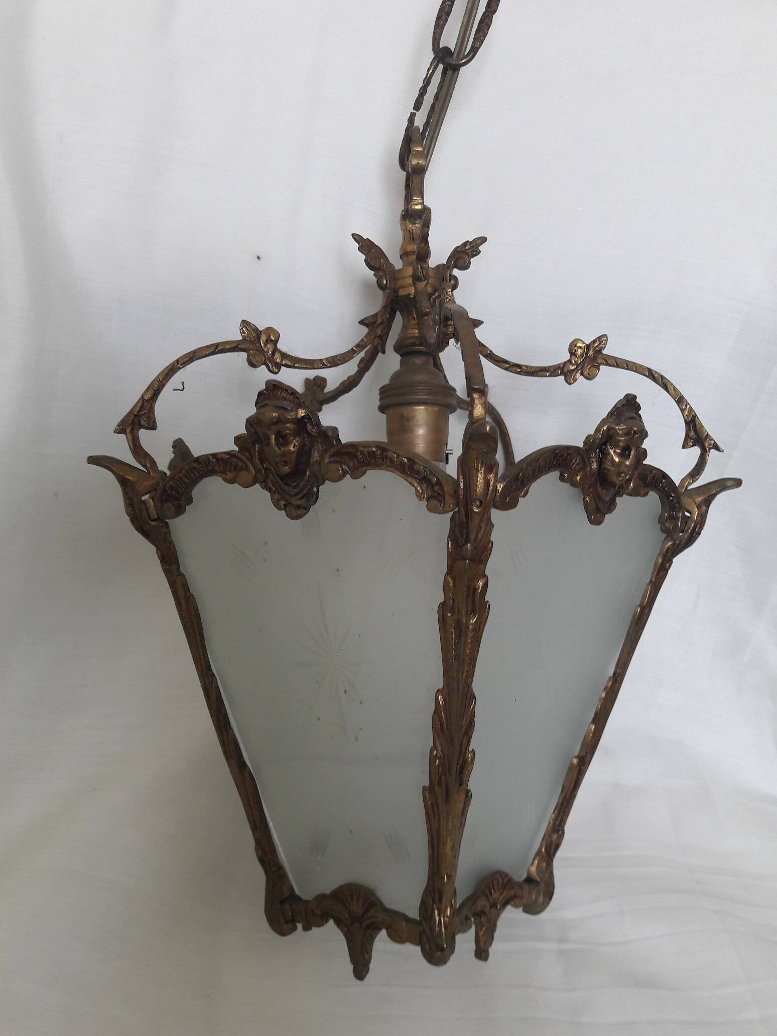 Bronze and glass pendant light